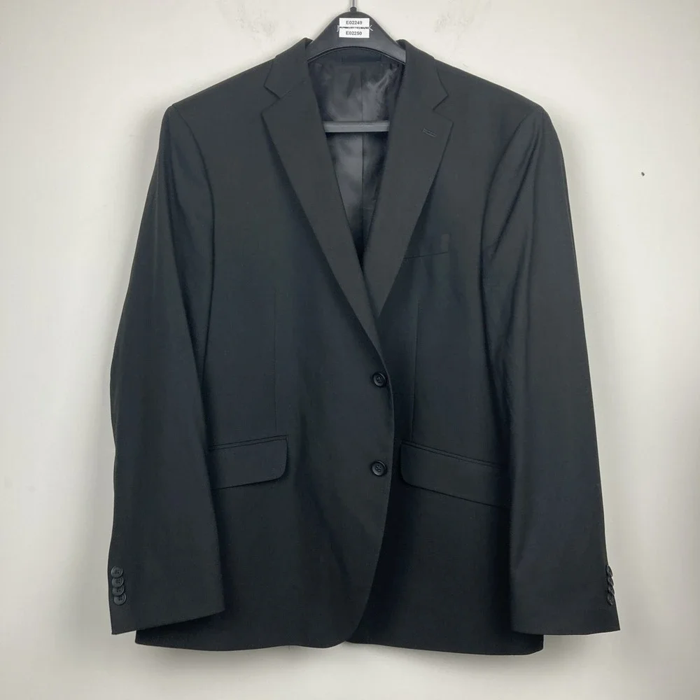 Kenneth Cole Reaction Mens 2-pc Suit Slim-Fit Suit Jacket 48R Pants 42Wx32LBlack